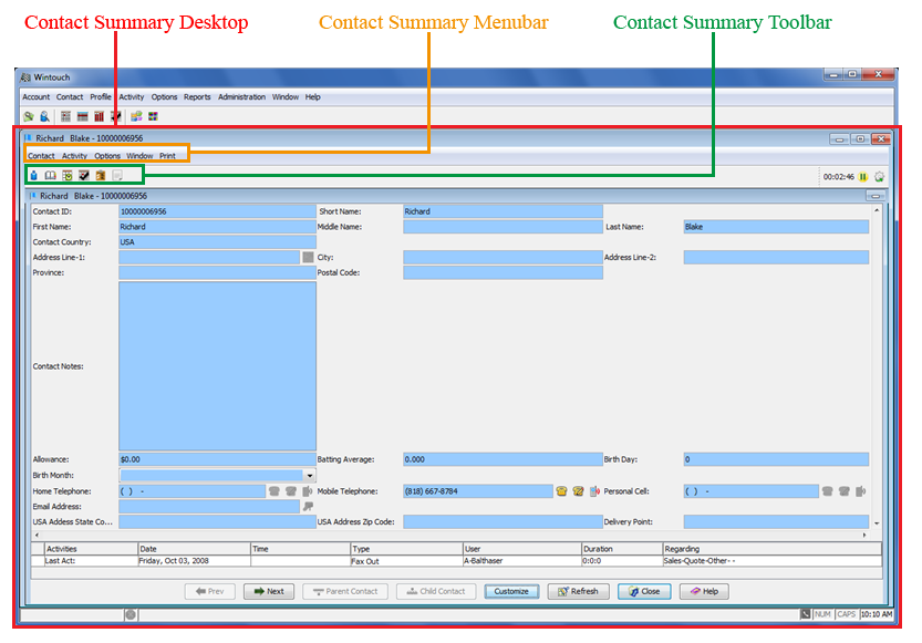 Contact Summary Desktop